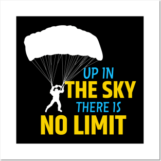 Skydiving No Limit In Sky Skydiver Parachute Posters and Art